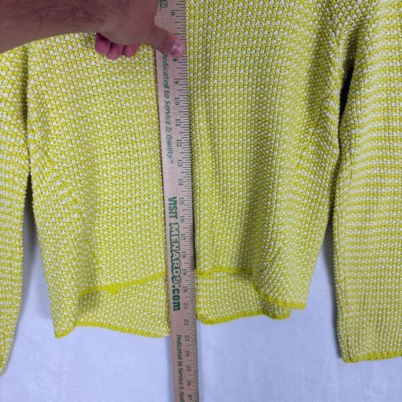 Boden Yellow & White Striped Knit 100% Cotton Open Blazer Jacket Size US 10 - Picture 11 of 12